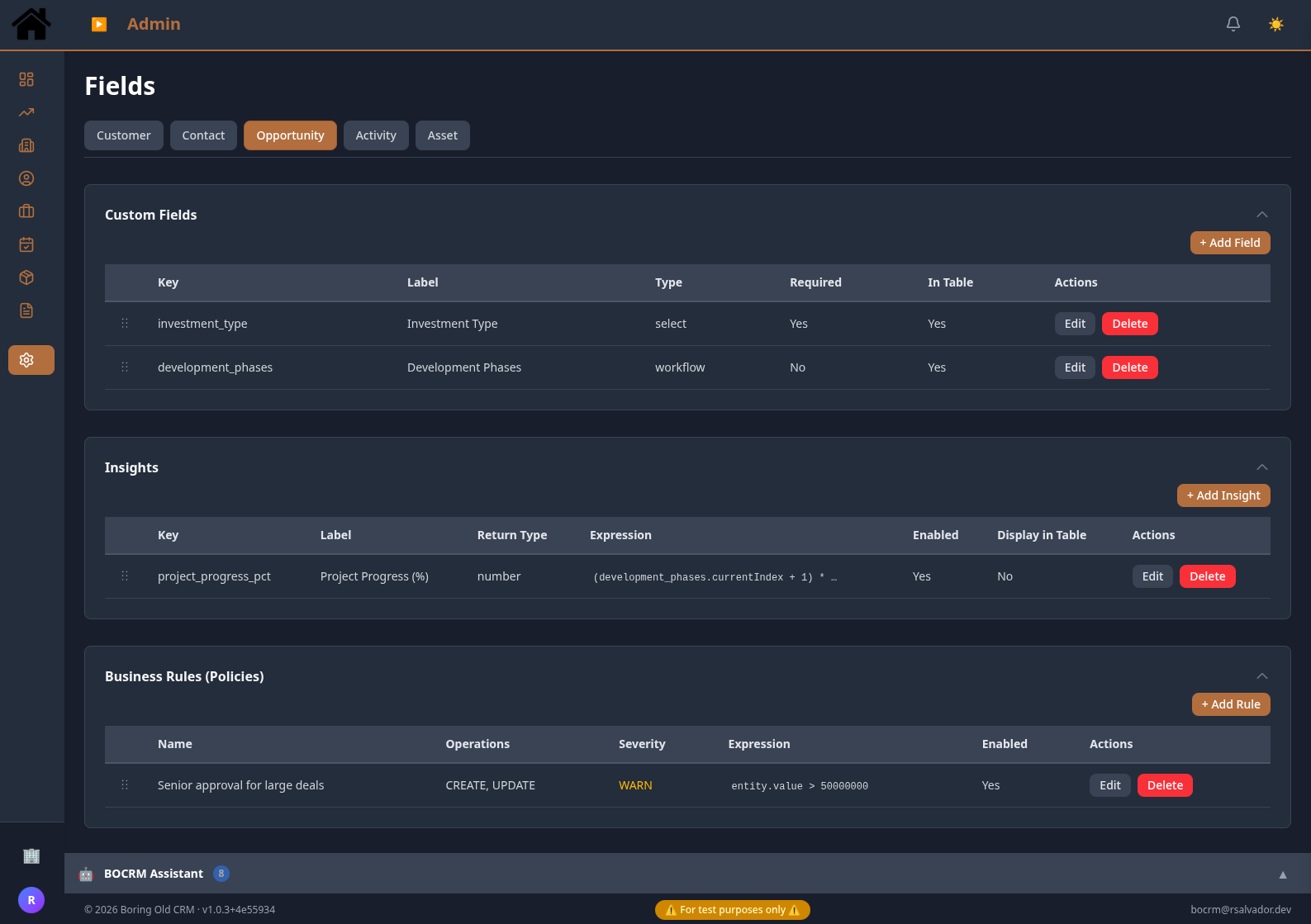 Custom Fields - Insights - Policies